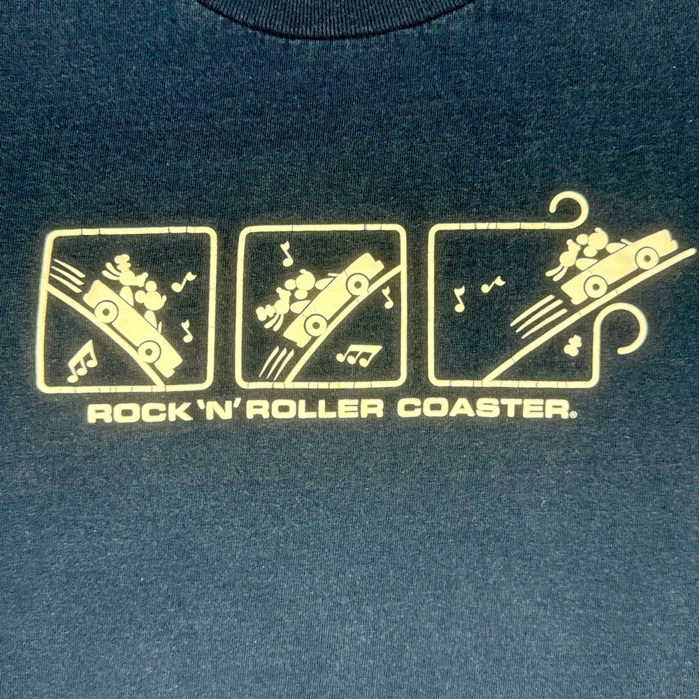 Rare Disney-MGM Studios 3 panel shirt featuring Rock’n’Roller Coaster Shirt
